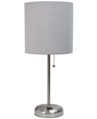 Shop All The Rages Lime Lights Stick Lamp With Charging Outlet And Fabric Shade In Gray