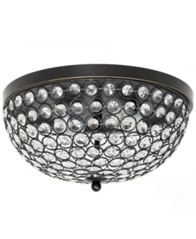 Shop All The Rages Elegant Designs 2 Light Elipse Crystal Flush Mount Ceiling Light In Bronze