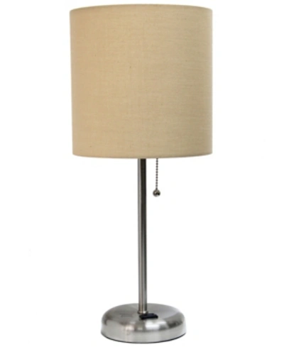 Shop All The Rages Lime Lights Stick Lamp With Charging Outlet And Fabric Shade In Tan