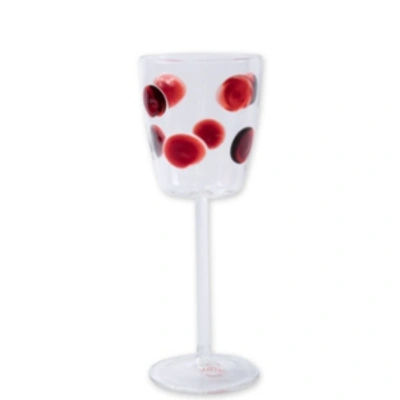 Vietri Drop Wine Glass In Red