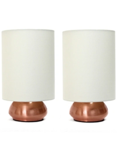 Shop All The Rages Simple Designs Gemini 2 Pack Mini Touch Table Lamp Set With Fabric Shades In Cream