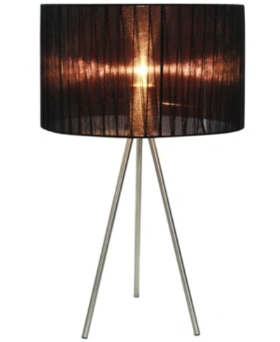 Shop All The Rages Simple Designs Brushed Nickel Tripod Table Lamp With Pleated Silk Sheer Shade In Black