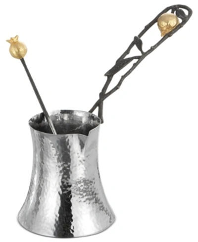 Shop Michael Aram Pomegranate Coffee Pot With Spoon In Silver