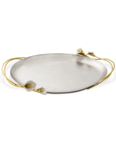 Shop Michael Aram Calla Lily Handled Oval Tray In Silver
