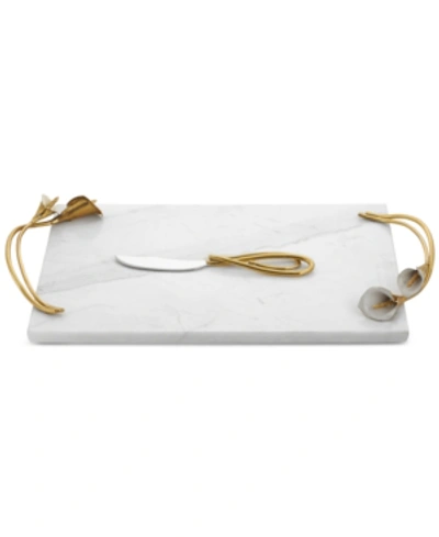 Michael Aram Calla Lily Marble Cheese Board And Stainless Steel Knife Set In White