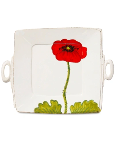 Shop Vietri Lastra Poppy Collection Square Handled Platter In Multi