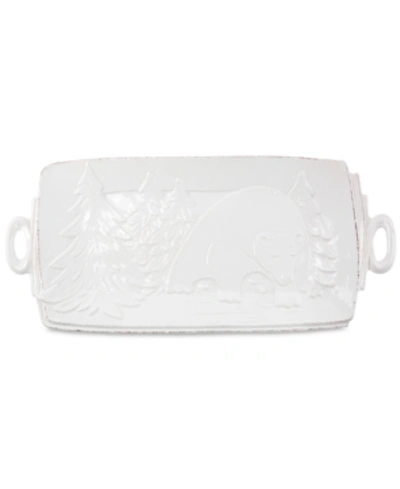 Shop Vietri Lastra Winterland Stoneware Rectangular Platter In White