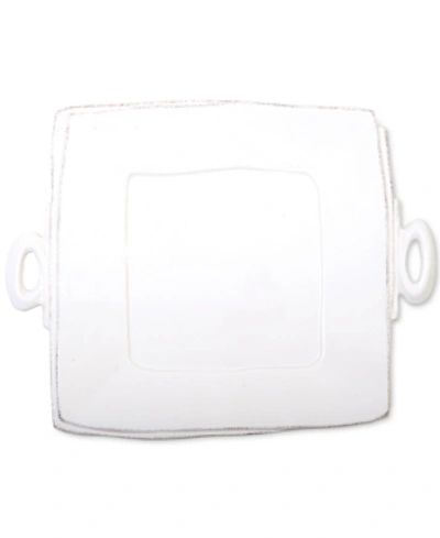 Shop Vietri Lastra Collection Handled Square Platter In White