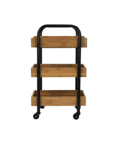 Shop Oceanstar Portable Storage Cart With 3 Easy Removable Bamboo Trays In Bronze