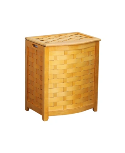 Oceanstar Bowed Front Veneer Laundry Wood Hamper With Interior Bag In Natural