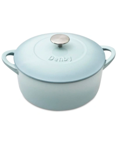 Shop Denby Heritage Pavilion Cast Iron 5.5 Qt. Round Covered Casserole In Blue