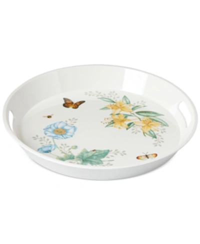 Shop Lenox Butterfly Meadow Collection Melamine Large Round Handled Tray In White