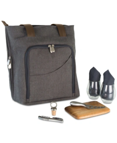 Picnic Time Sonoma 9-piece Wine & Cheese Picnic Tote In Grey