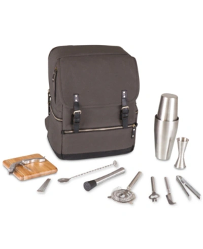 Shop Picnic Time By  Bar-backpack Portable Cocktail Set In Gray
