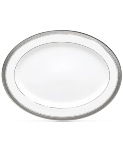 Shop Noritake Crestwood Platinum Oval Platter In Class Slvr