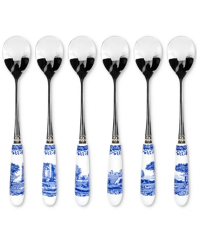 Shop Spode Blue Italian Teaspoons, Set Of 6 In Blue/white