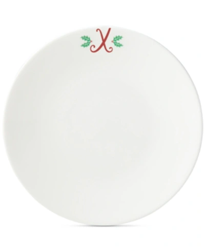Shop Lenox Holiday Leaf Monogram Dinner Plate In X