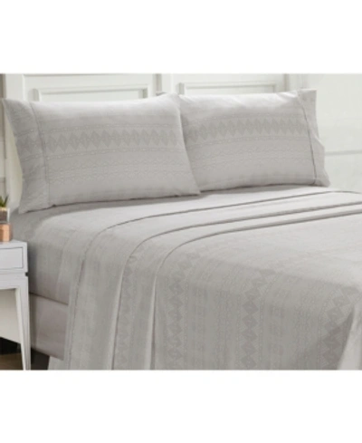 Shop Ellen Tracy Microfiber Queen Solid And Print Sheet Set Bedding In Taupe/white