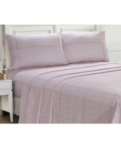 Shop Ellen Tracy Microfiber Full Solid And Print Sheet Set Bedding In Pink/white