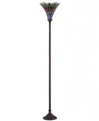 Shop Jonathan Y Dragonfly Tiffany-torchiere Floor Lamp In Bronze