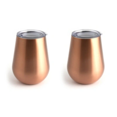 Shop Thirstystone By Cambridge 14oz Double Wall Stemless Wine Tumblers In Copper