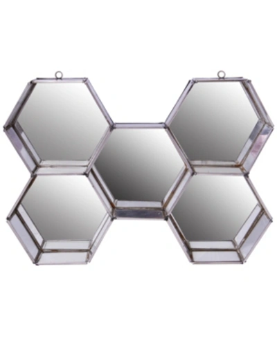 Shop Ab Home Nico Hexagon Metal And Glass Wall Mirror Display In Silver