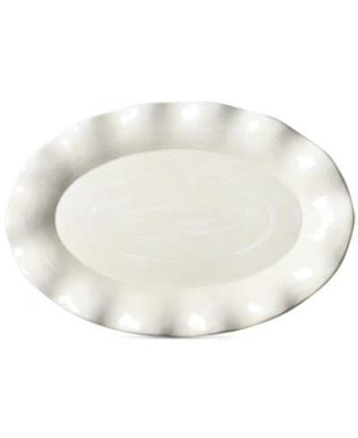 Coton Colors By Laura Johnson Signature Ruffle White Oval Platter In White