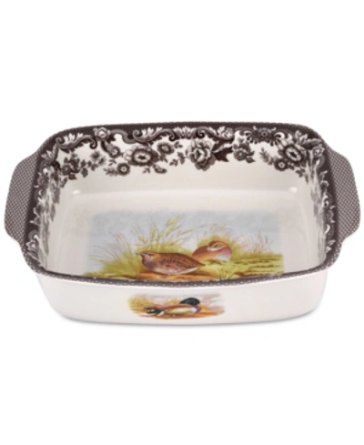 Spode Woodland Bird Rectangular Handled Dish In Brown
