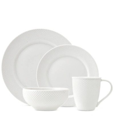 Shop Godinger Closeout!  Pique 16-pc. White Embossed Dinnerware Set, Service For 4