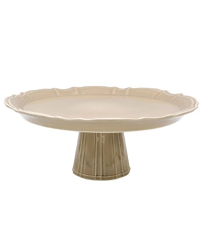 Shop Euro Ceramica Chloe Taupe Footed Cake Plate