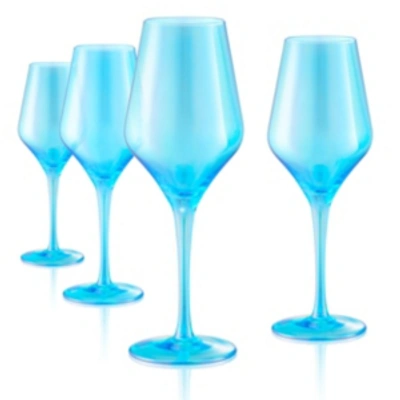 Shop Artland Set Of 4 16oz. Luster Turquoise Goblets In Turquoise Iridescent