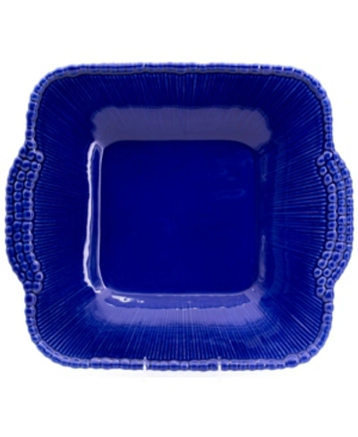 Shop Euro Ceramica Sarar Cobalt Square Platter With Handles In Cobalt Blue