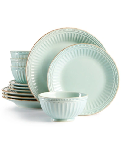 Lenox French Perle Groove Blue 12 Pc. Dinnerware Set, Service For 4 In Ice Blue