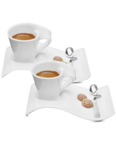 Shop Villeroy & Boch New Wave Caffe Set Of 2 Espresso Cups And Saucers In White