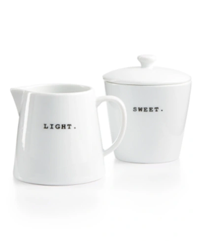 Shop The Cellar Whiteware Words Collection Light & Sweet Sugar & Creamer, Created For Macy's