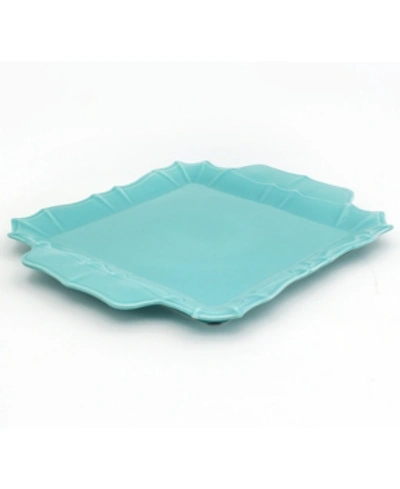 Euro Ceramica Chloe Turquoise Square Platter With Handles In Turquoise