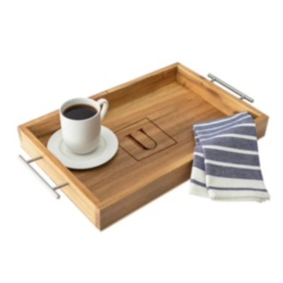 Shop Cathy's Concepts Personalized Acacia Tray With Metal Handles In U