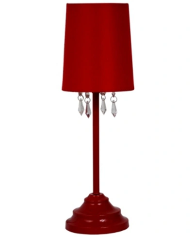 Shop All The Rages Simple Designs Table Lamp With Fabric Shade And Hanging Acrylic Beads In Red