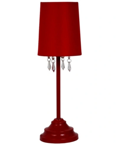 All The Rages Simple Designs Table Lamp With Fabric Shade And Hanging Acrylic Beads In Red