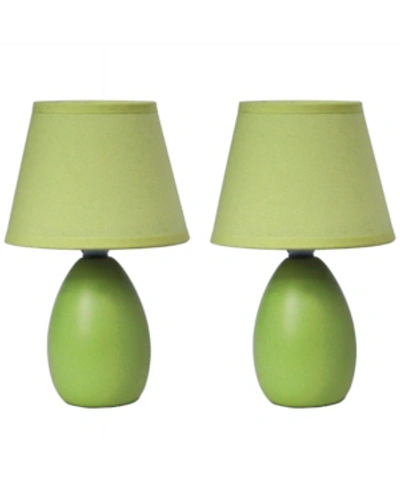 Shop All The Rages Simple Designs Mini Egg Oval Ceramic Table Lamp 2 Pack Set In Green