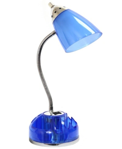 Shop All The Rages Limelight's Flossy Organizer Desk Lamp With Charging Outlet Lazy Susan Base In Blue