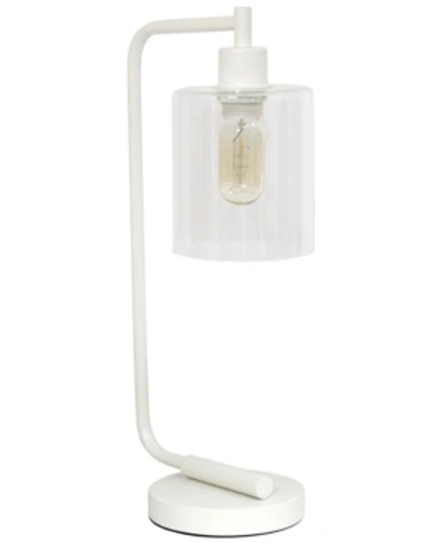 All The Rages Simple Designs Bronson Antique Style Industrial Iron Lantern Desk Lamp With Glass Shade In White