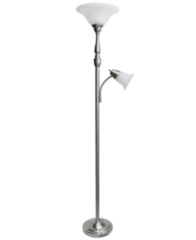 Shop All The Rages Elegant Designs 2 Light Mother Daughter Floor Lamp With White Marble Glass In Silver