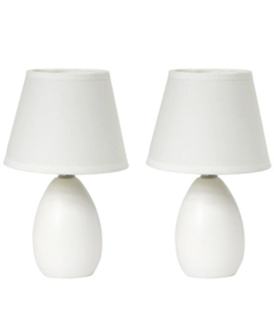 Shop All The Rages Simple Designs Mini Egg Oval Ceramic Table Lamp 2 Pack Set In Off-white