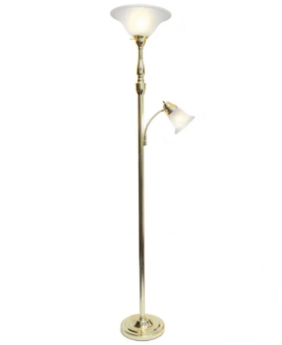 Shop All The Rages Elegant Designs 2 Light Mother Daughter Floor Lamp With White Marble Glass In Gold