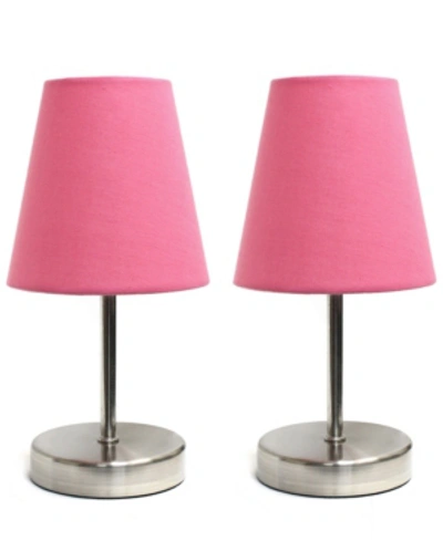 Shop All The Rages Simple Designs Sand Nickel Mini Basic Table Lamp With Fabric Shade 2 Pack Set In Pink