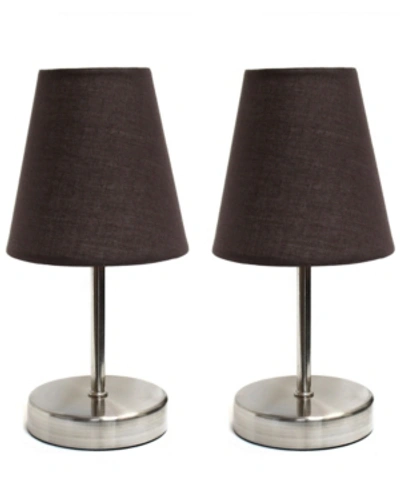 Shop All The Rages Simple Designs Sand Nickel Mini Basic Table Lamp With Fabric Shade 2 Pack Set In Brown