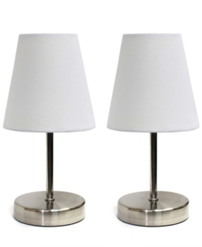 Shop All The Rages Simple Designs Sand Nickel Mini Basic Table Lamp With Fabric Shade 2 Pack Set In White