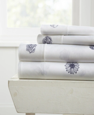 Shop Ienjoy Home The Boho & Beyond Premium Ultra Soft Pattern 4 Piece Bed Sheet Set By Home Collection In Indigo Flowers