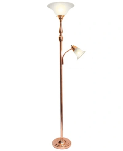 Shop All The Rages Elegant Designs 2 Light Mother Daughter Floor Lamp With White Marble Glass In Rose Gold